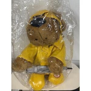 Vintage Singing in the Rain Dog Plush • Yellow Raincoat & Umbrella
